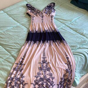 Blue and White Summer Maxi Dress (Size 8)